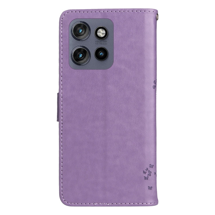 For Motorola Edge 50 Neo Tree & Cat Embossed Pattern Flip Leather Phone Case
