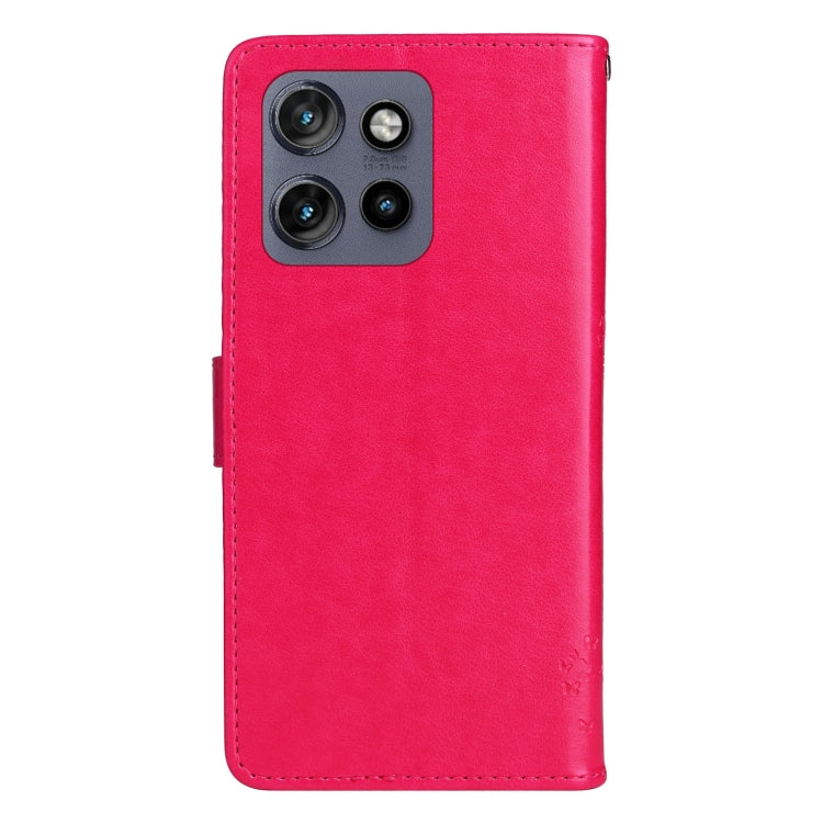For Motorola Edge 50 Neo Tree & Cat Embossed Pattern Flip Leather Phone Case