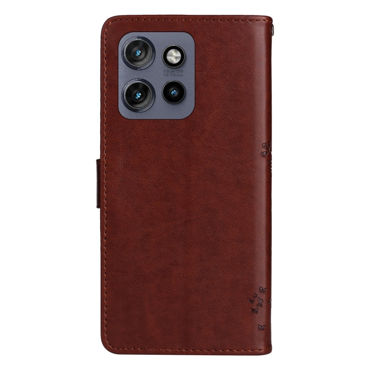 For Motorola Edge 50 Neo Tree & Cat Embossed Pattern Flip Leather Phone Case