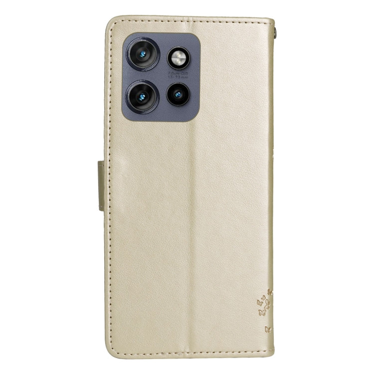 For Motorola Edge 50 Neo Tree & Cat Embossed Pattern Flip Leather Phone Case