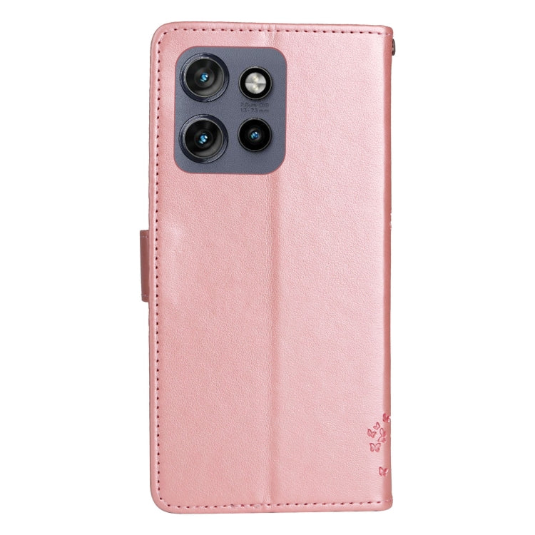 For Motorola Edge 50 Neo Tree & Cat Embossed Pattern Flip Leather Phone Case