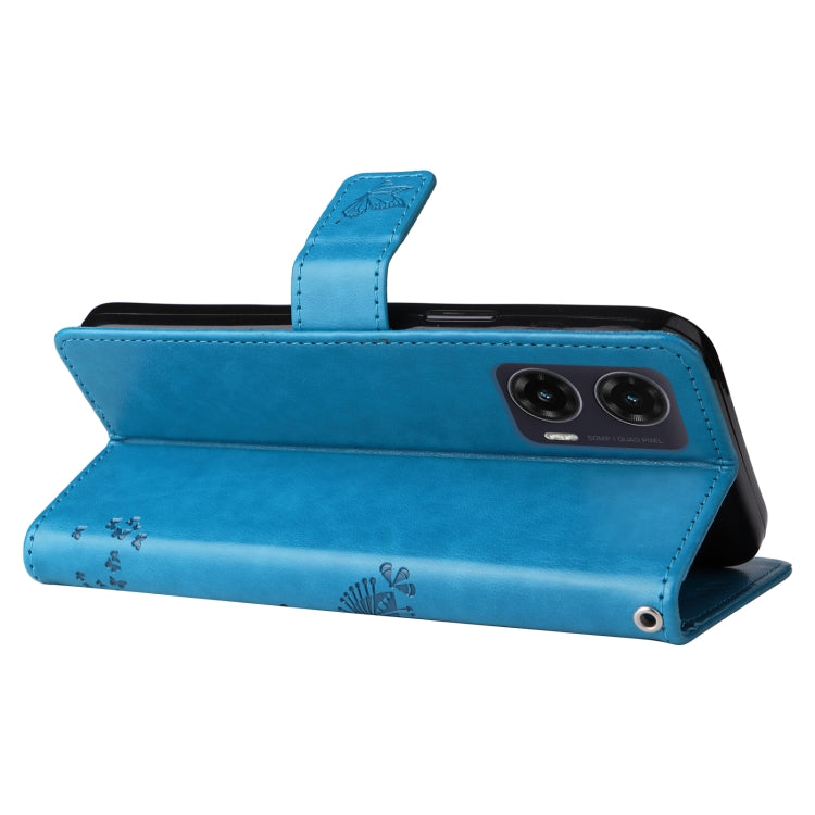 For Motorola Moto G35 Tree & Cat Embossed Pattern Flip Leather Phone Case