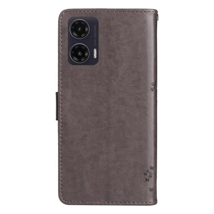 For Motorola Moto G35 Tree & Cat Embossed Pattern Flip Leather Phone Case