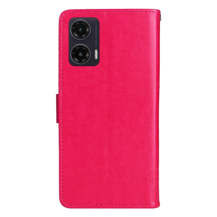 For Motorola Moto G35 Tree & Cat Embossed Pattern Flip Leather Phone Case