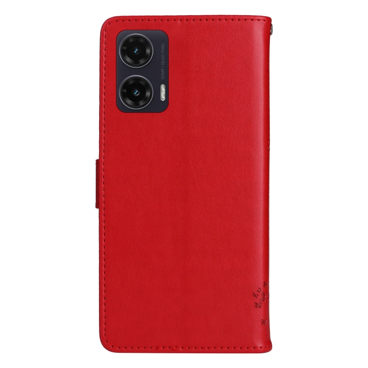 For Motorola Moto G35 Tree & Cat Embossed Pattern Flip Leather Phone Case