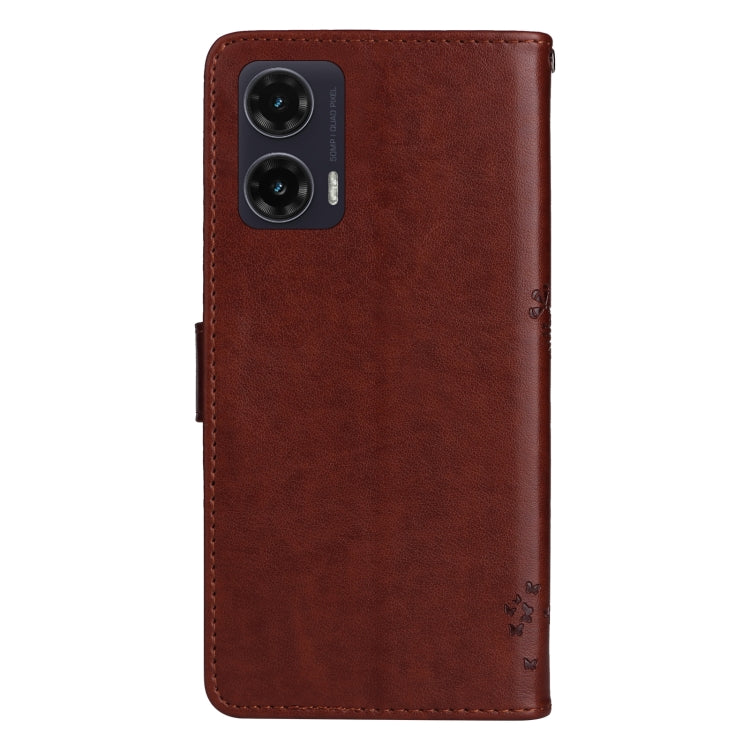 For Motorola Moto G35 Tree & Cat Embossed Pattern Flip Leather Phone Case