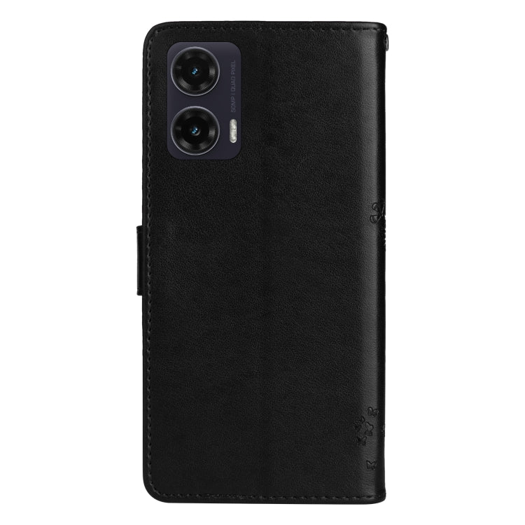 For Motorola Moto G35 Tree & Cat Embossed Pattern Flip Leather Phone Case