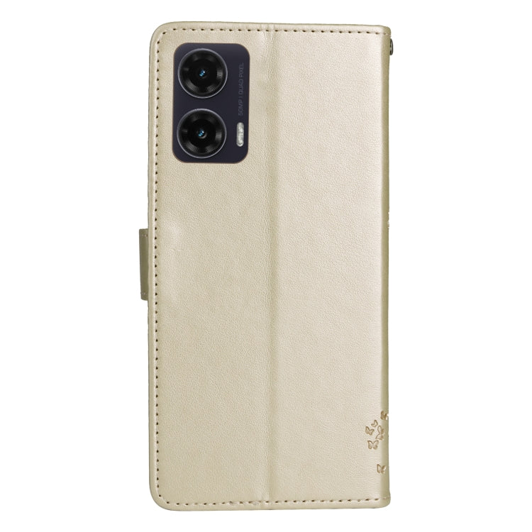 For Motorola Moto G35 Tree & Cat Embossed Pattern Flip Leather Phone Case