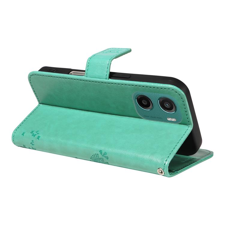 For Motorola Moto G05 Tree & Cat Embossed Pattern Flip Leather Phone Case