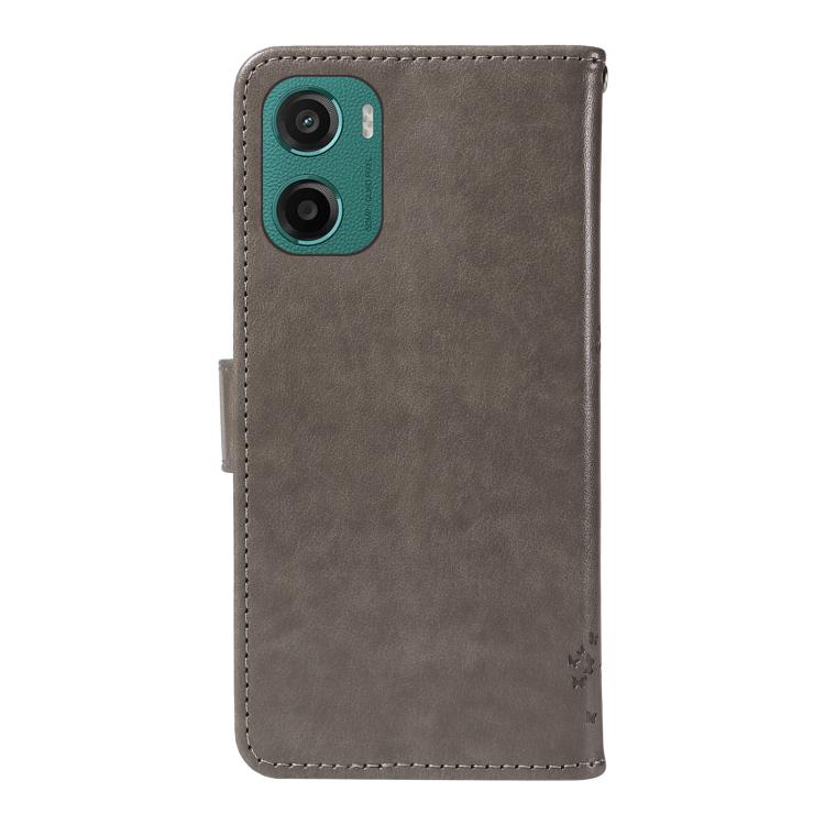 For Motorola Moto G05 Tree & Cat Embossed Pattern Flip Leather Phone Case