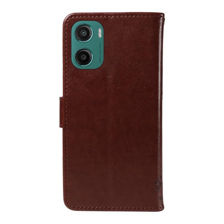 For Motorola Moto G05 Tree & Cat Embossed Pattern Flip Leather Phone Case
