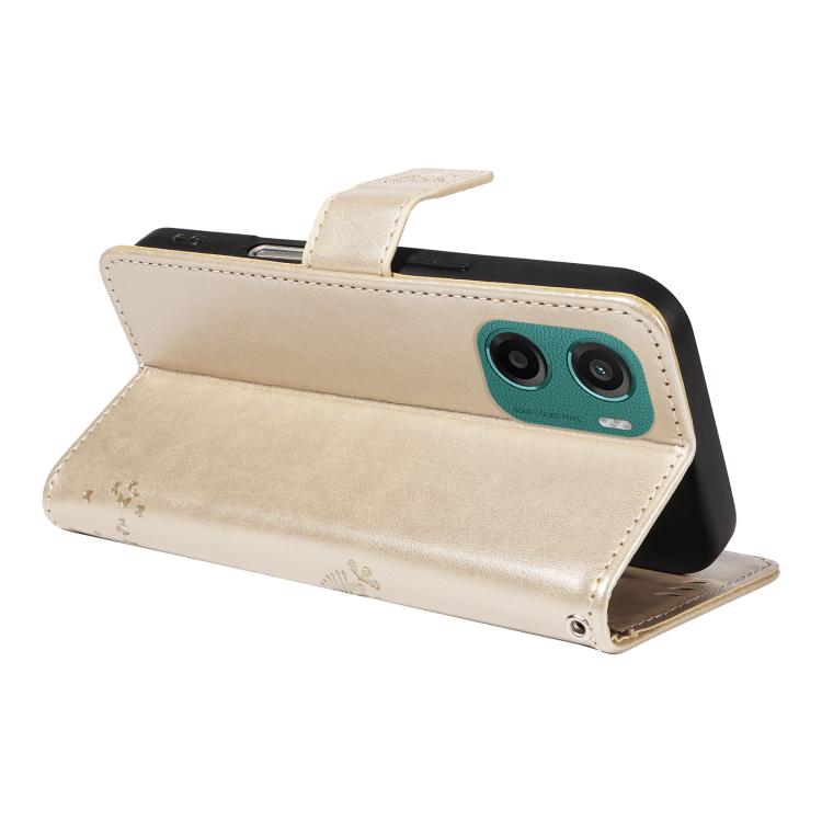 For Motorola Moto G05 Tree & Cat Embossed Pattern Flip Leather Phone Case