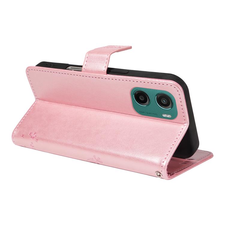 For Motorola Moto G05 Tree & Cat Embossed Pattern Flip Leather Phone Case