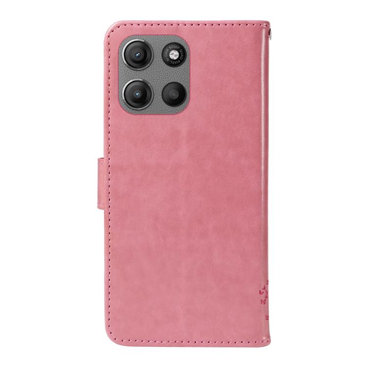 For Motorola Moto G15 Tree & Cat Embossed Pattern Flip Leather Phone Case