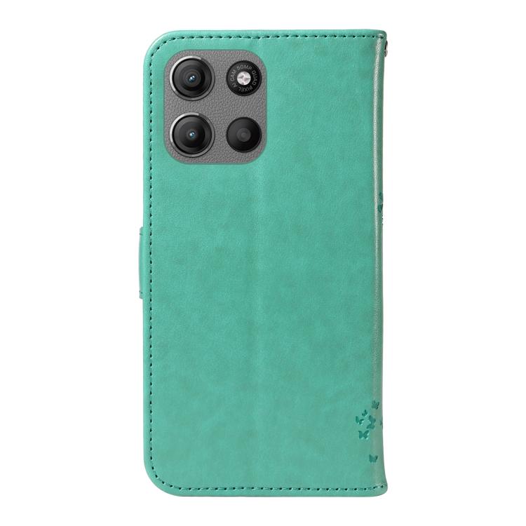 For Motorola Moto G15 Tree & Cat Embossed Pattern Flip Leather Phone Case