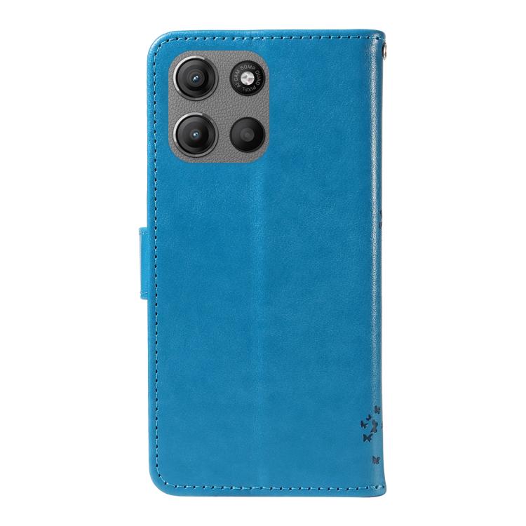 For Motorola Moto G15 Tree & Cat Embossed Pattern Flip Leather Phone Case