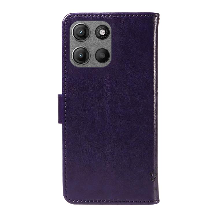 For Motorola Moto G15 Tree & Cat Embossed Pattern Flip Leather Phone Case