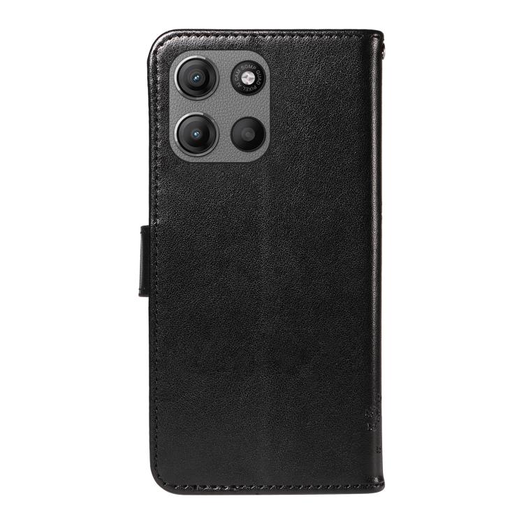 For Motorola Moto G15 Tree & Cat Embossed Pattern Flip Leather Phone Case