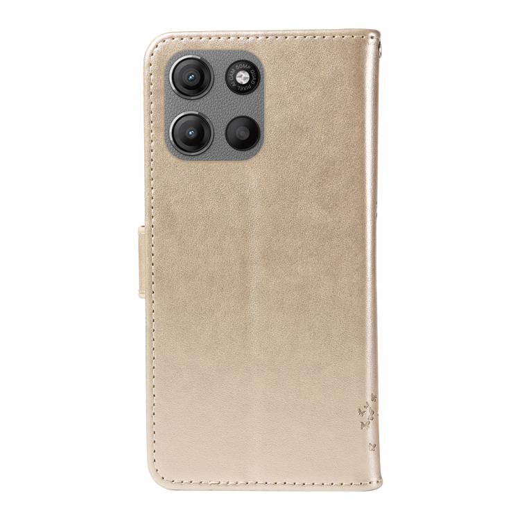 For Motorola Moto G15 Tree & Cat Embossed Pattern Flip Leather Phone Case