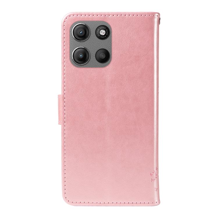 For Motorola Moto G15 Tree & Cat Embossed Pattern Flip Leather Phone Case