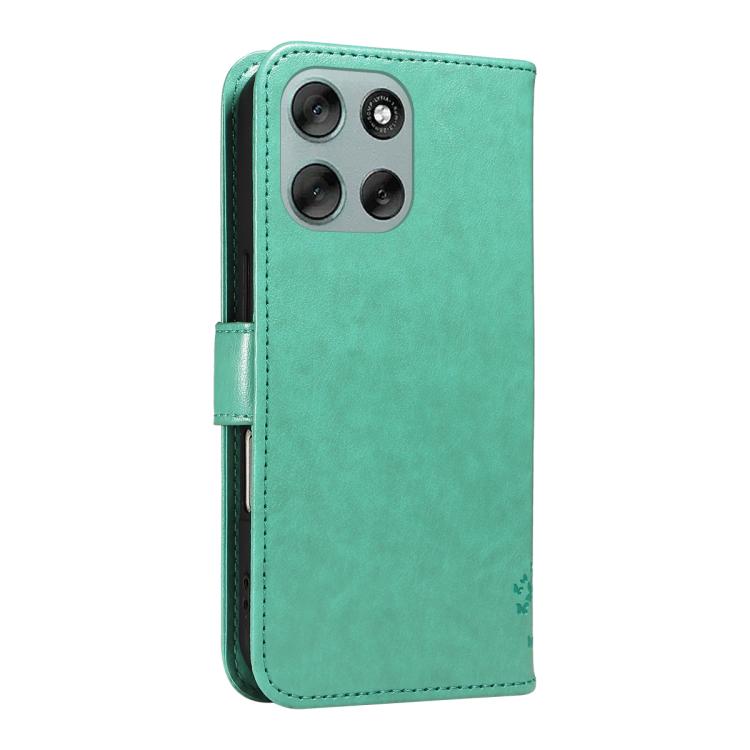 For Motorola Moto G56 5G Tree & Cat Embossed Pattern Flip Leather Phone Case