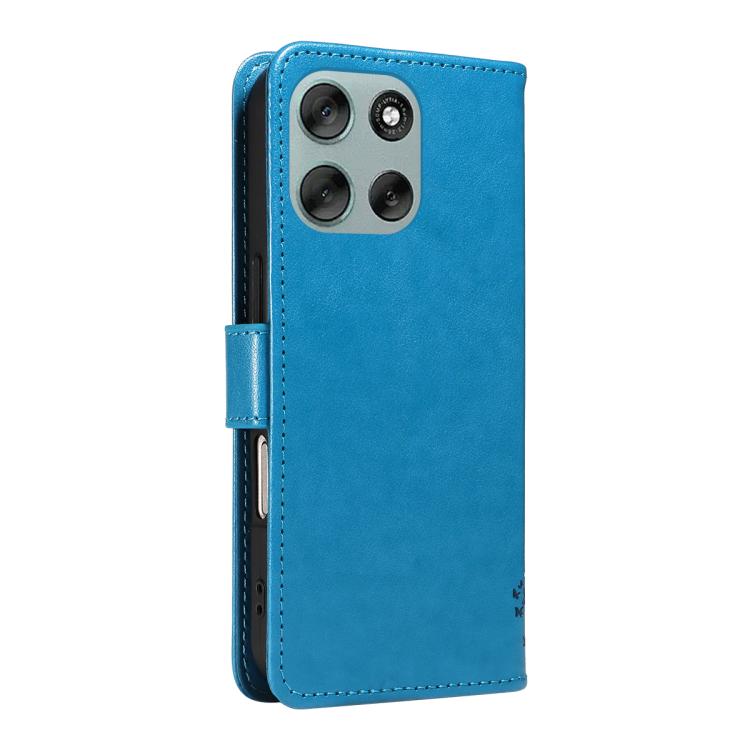 For Motorola Moto G56 5G Tree & Cat Embossed Pattern Flip Leather Phone Case