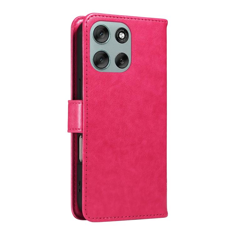 For Motorola Moto G56 5G Tree & Cat Embossed Pattern Flip Leather Phone Case