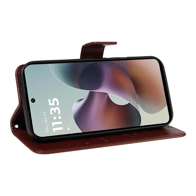 For Motorola Moto G56 5G Tree & Cat Embossed Pattern Flip Leather Phone Case