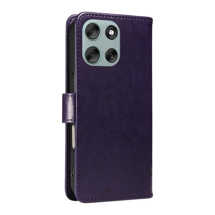 For Motorola Moto G56 5G Tree & Cat Embossed Pattern Flip Leather Phone Case
