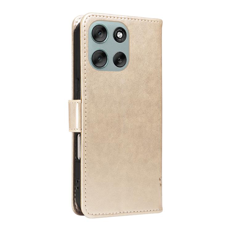 For Motorola Moto G56 5G Tree & Cat Embossed Pattern Flip Leather Phone Case