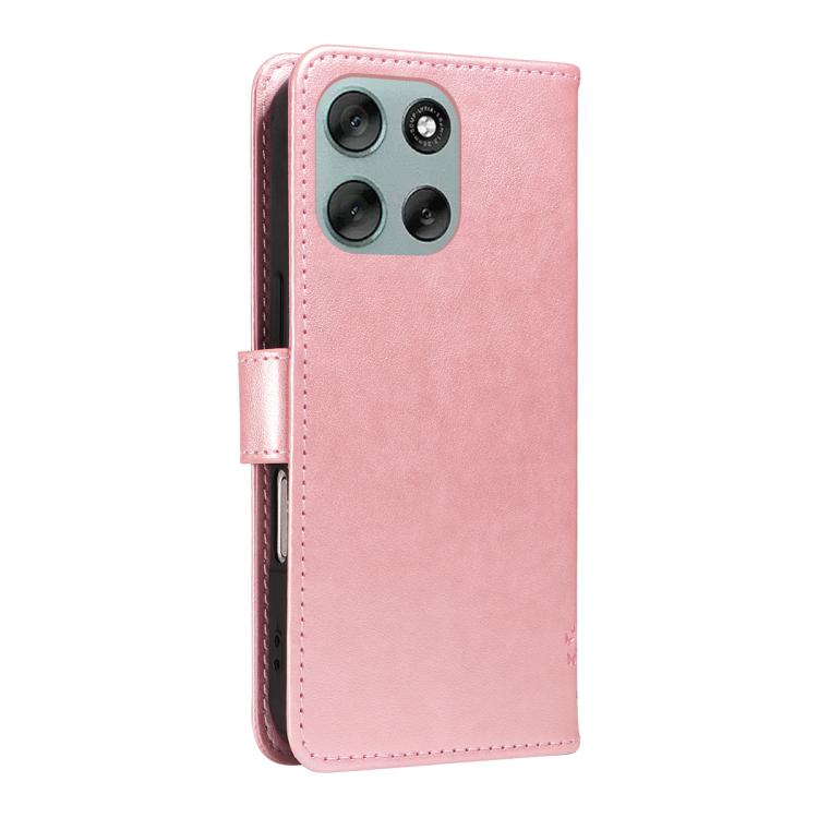 For Motorola Moto G56 5G Tree & Cat Embossed Pattern Flip Leather Phone Case