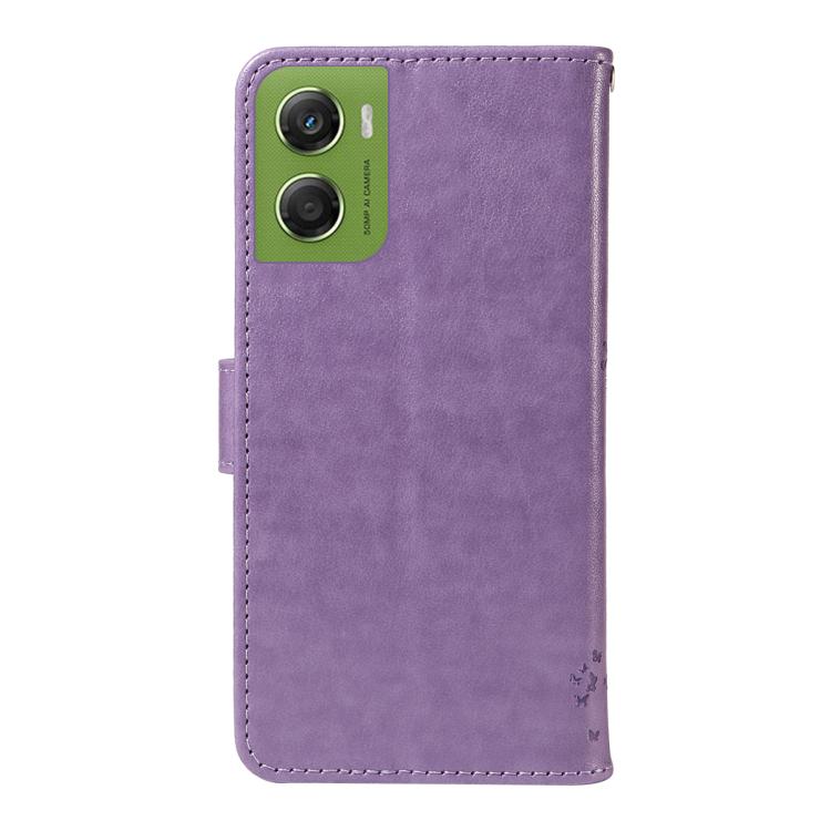 For Motorola Moto G06 4G Tree & Cat Embossed Pattern Flip Leather Phone Case