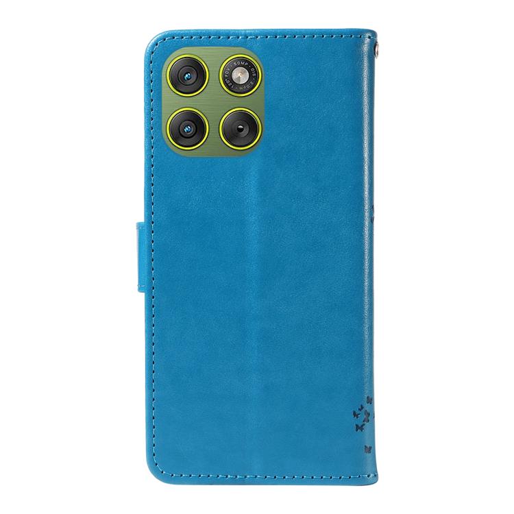 For Motorola Edge 70 5G Tree & Cat Embossed Pattern Flip Leather Phone Case