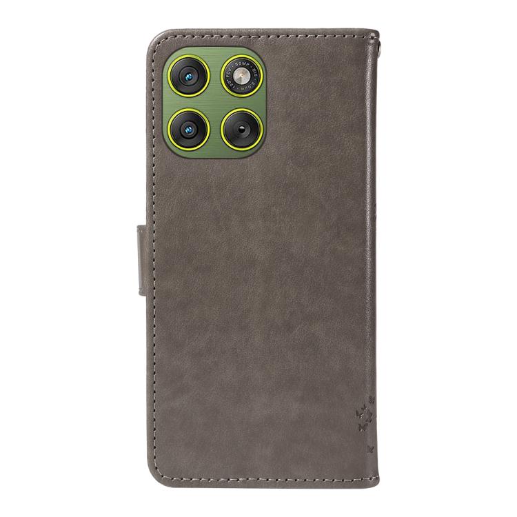 For Motorola Edge 70 5G Tree & Cat Embossed Pattern Flip Leather Phone Case