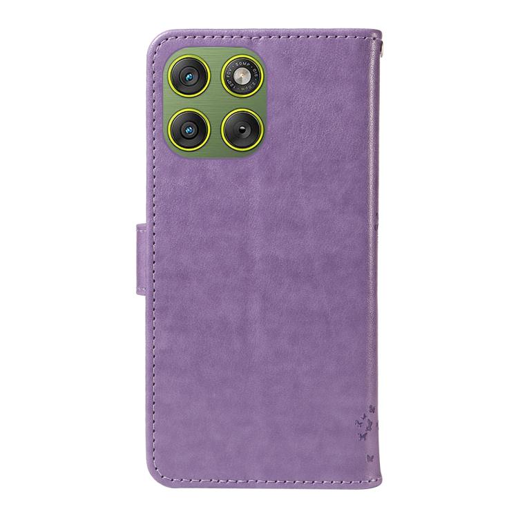 For Motorola Edge 70 5G Tree & Cat Embossed Pattern Flip Leather Phone Case