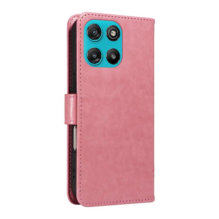 For Motorola Moto G67 Power 5G Tree & Cat Embossed Pattern Flip Leather Phone Case