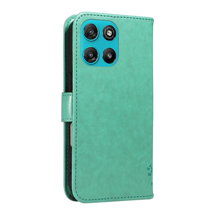 For Motorola Moto G67 Power 5G Tree & Cat Embossed Pattern Flip Leather Phone Case