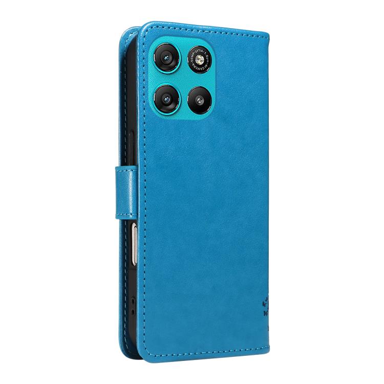 For Motorola Moto G67 Power 5G Tree & Cat Embossed Pattern Flip Leather Phone Case