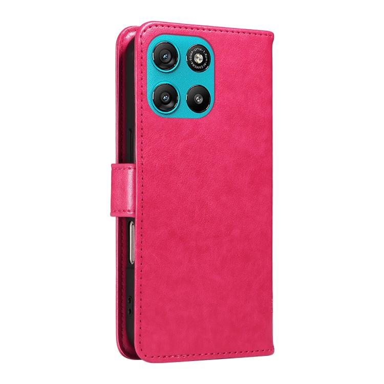 For Motorola Moto G67 Power 5G Tree & Cat Embossed Pattern Flip Leather Phone Case