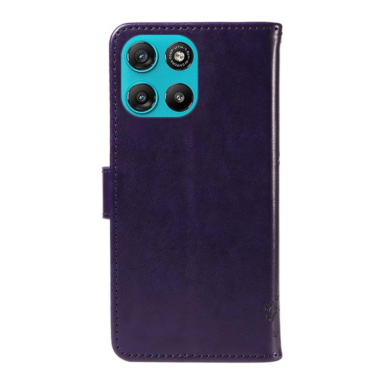 For Motorola Moto G67 Power 5G Tree & Cat Embossed Pattern Flip Leather Phone Case