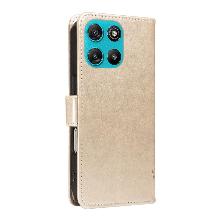 For Motorola Moto G67 Power 5G Tree & Cat Embossed Pattern Flip Leather Phone Case