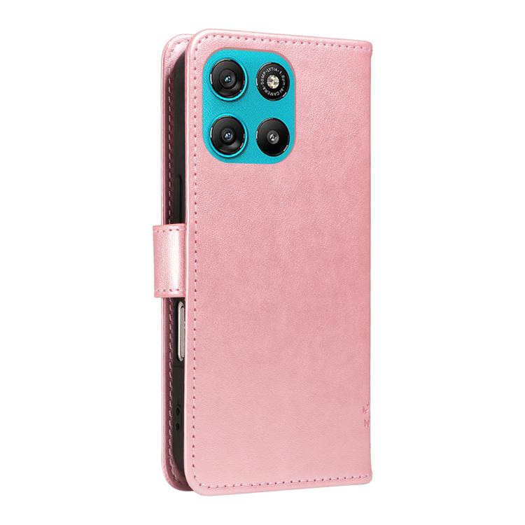 For Motorola Moto G67 Power 5G Tree & Cat Embossed Pattern Flip Leather Phone Case