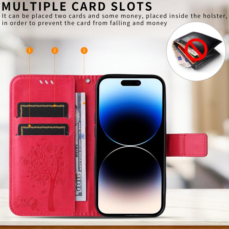 For Motorola Edge 70 Fusion 5G Tree & Cat Embossed Pattern Flip Leather Phone Case
