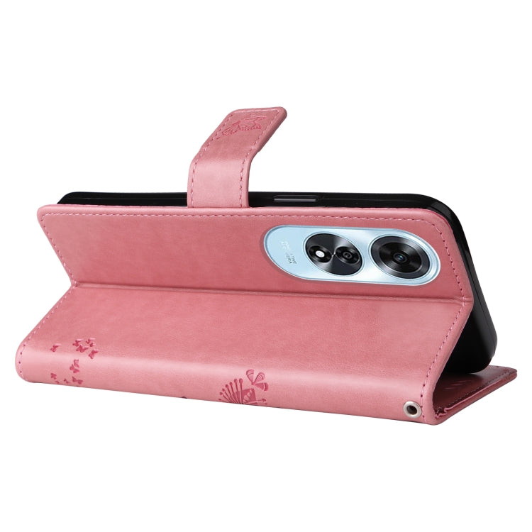For OPPO A60 4G Global Tree & Cat Embossed Pattern Flip Leather Phone Case