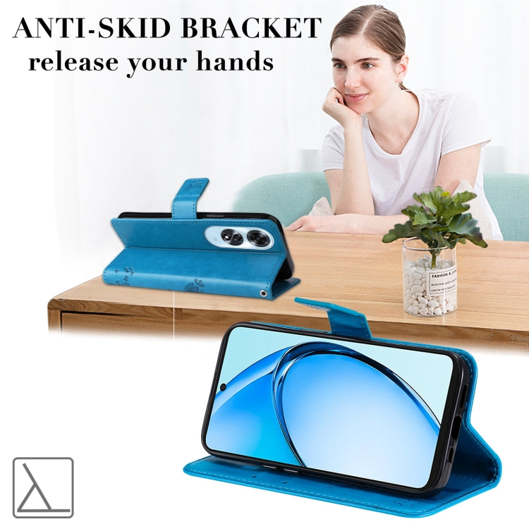 For OPPO A60 4G Global Tree & Cat Embossed Pattern Flip Leather Phone Case