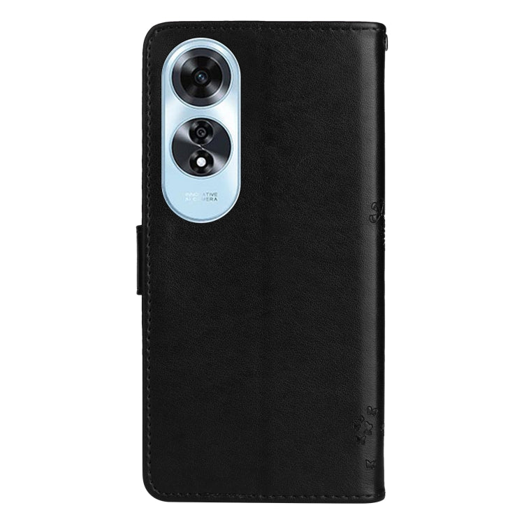 For OPPO A60 4G Global Tree & Cat Embossed Pattern Flip Leather Phone Case