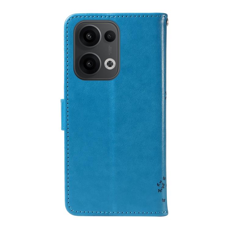 For OPPO Reno13 5G Global Tree & Cat Embossed Pattern Flip Leather Phone Case