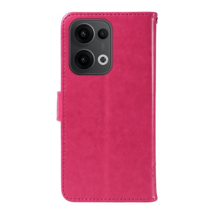 For OPPO Reno13 5G Global Tree & Cat Embossed Pattern Flip Leather Phone Case