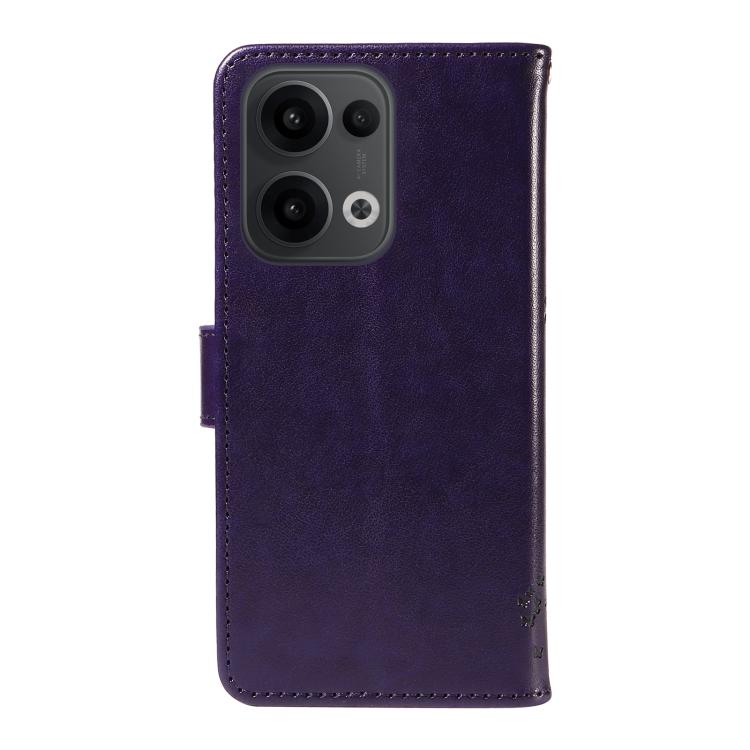 For OPPO Reno13 5G Global Tree & Cat Embossed Pattern Flip Leather Phone Case