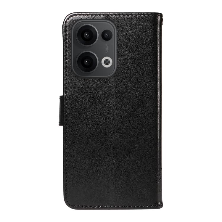 For OPPO Reno13 5G Global Tree & Cat Embossed Pattern Flip Leather Phone Case